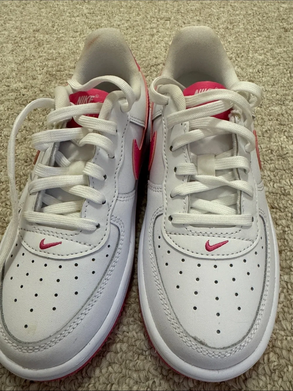Nike Kids White and Hot Pink Sneakers